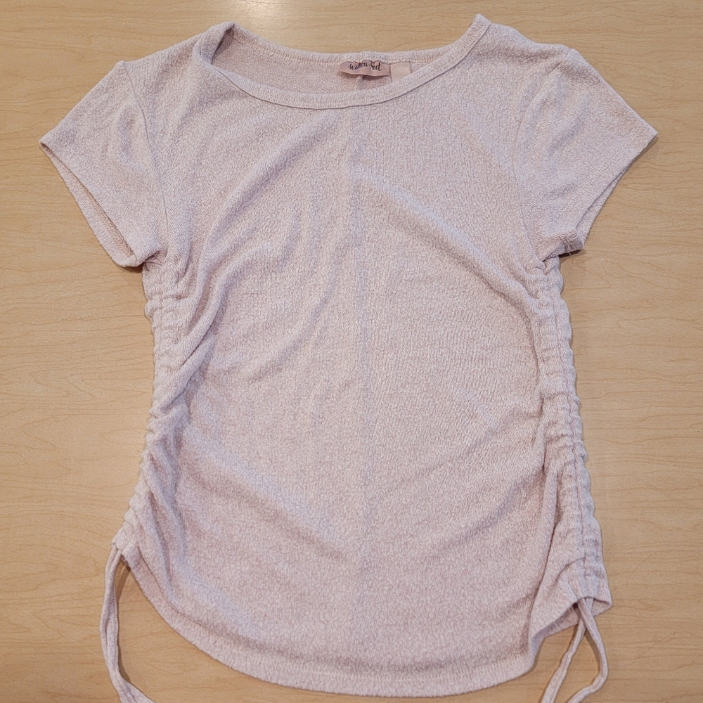 Willow & Root Light Pink Ruched Knit Top Small